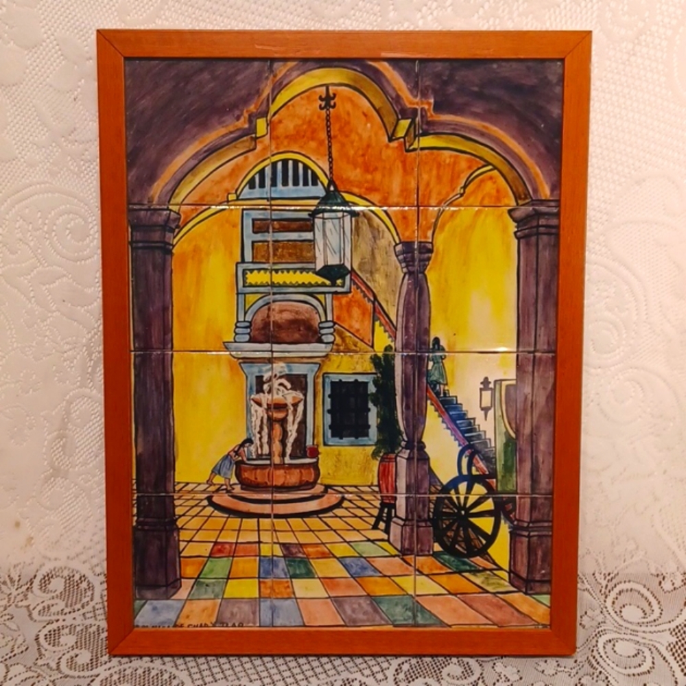 MEXICAN scene Tiles framed 6051